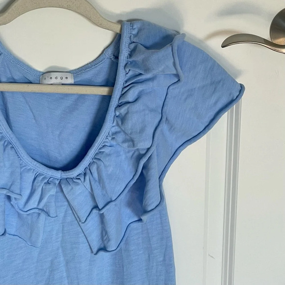 S'edge Blue Cotton Knit Ruffled Midi Dress - 29789 - Picture 5 of 16